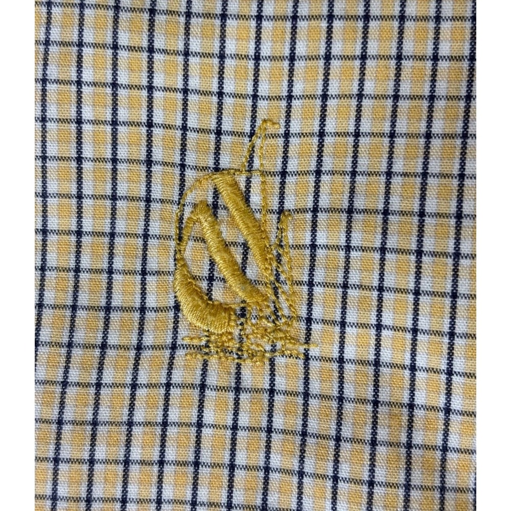 Nautica Mens Short Sleeve Button Down Shirt L Yellow Gingham 100% Cotton - Picture 9 of 13